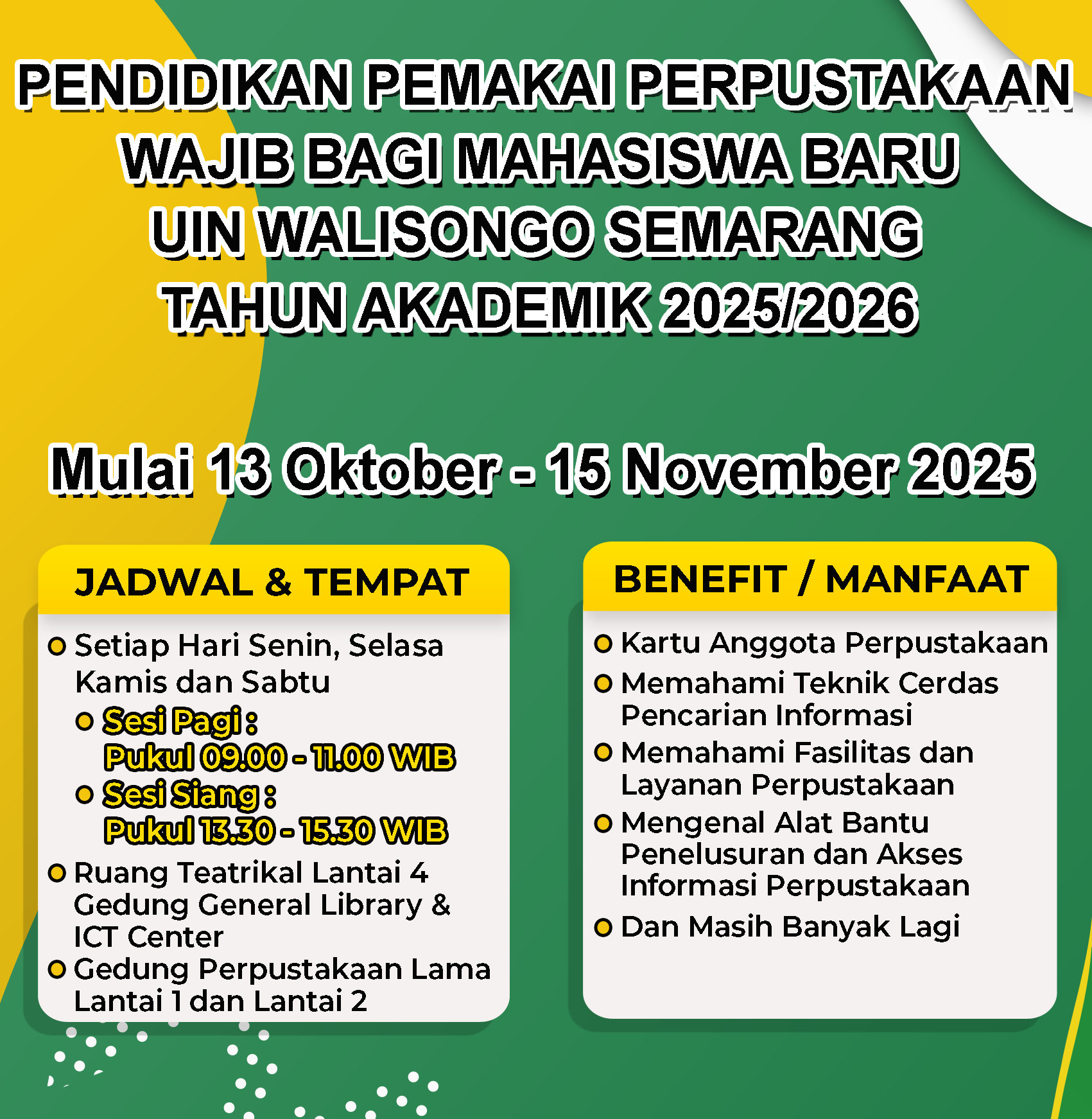 Informasi Kegiatan Pendidikan Pemakai Perpustakaan Bagi Mahasiswa Baru Tahun 2025